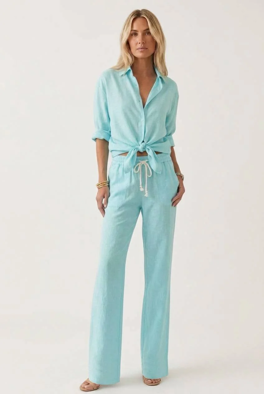 Capri Aqua linen shirt - The St. Barts