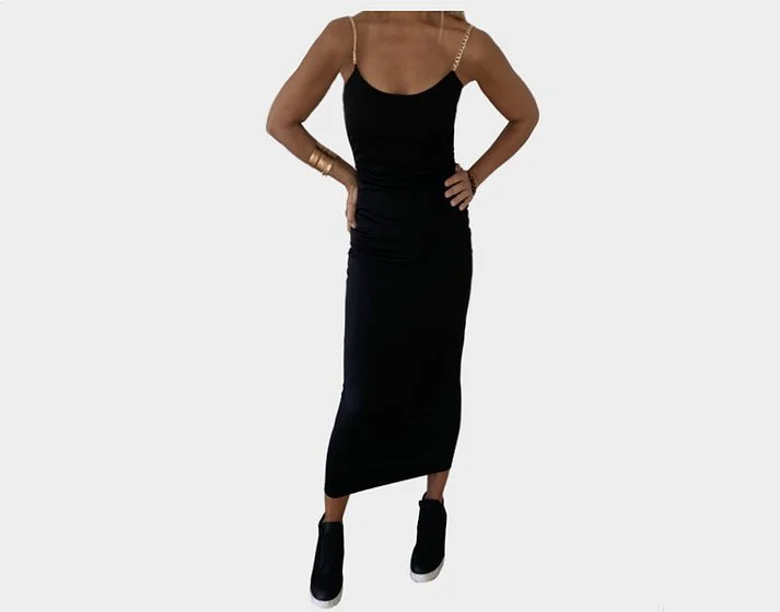 gold christmas party dresses Allspice Beaded Maxi Dress Black main image 0