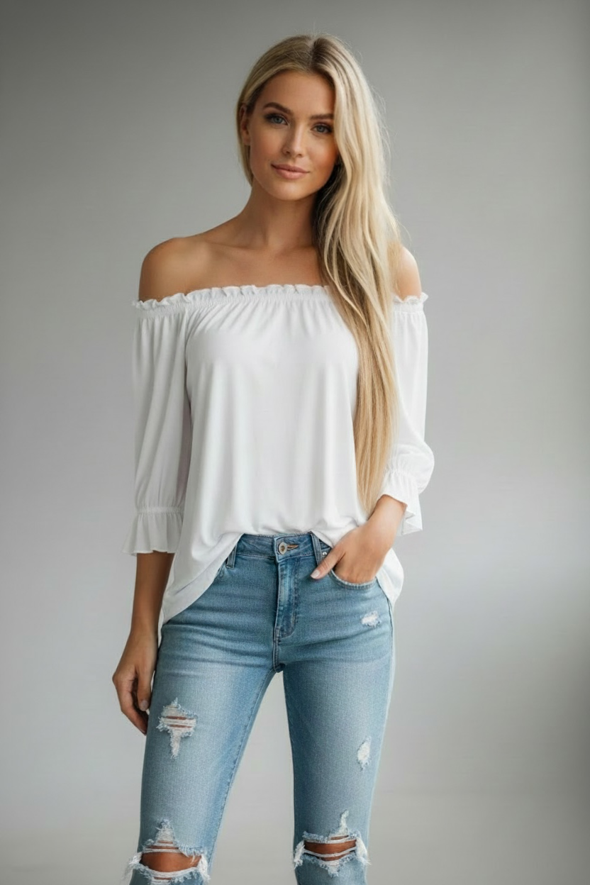 White Off Shoulder Top - The Ibiza