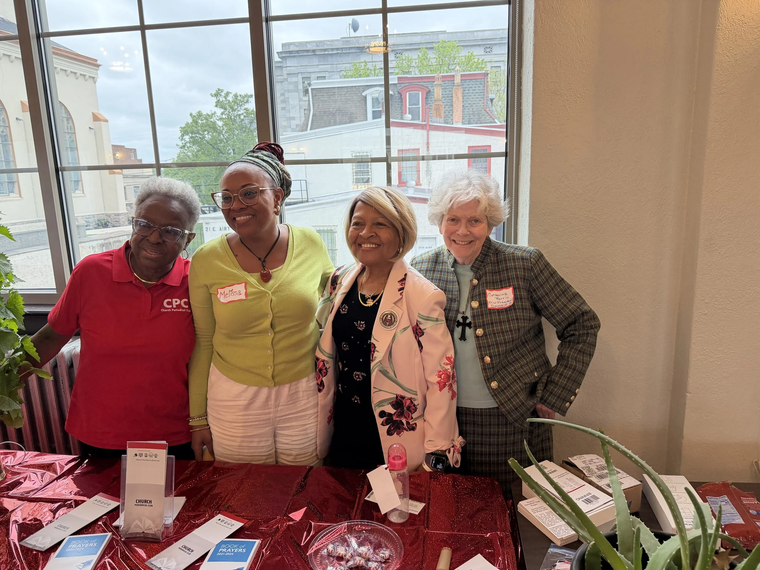 PHenie Golatt, Church Periodical Club (CPC) Rep., Diocese of VA; Melissa, CPC Rep., Province III; Beblon Parks, Province III Rep. to the ECW National Board; Catherine Perrin, ECW President, Diocese of VA