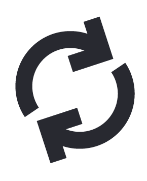 Two circular arrows forming a loop, indicating recycling or a continuous process.