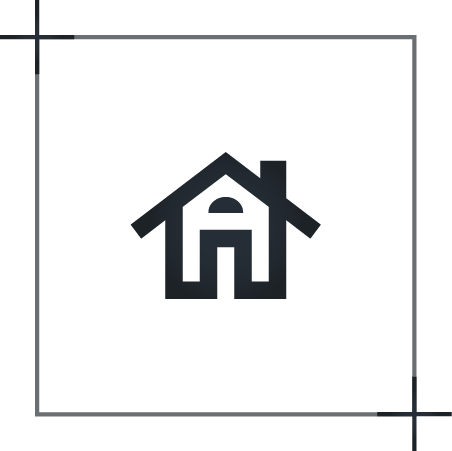 A simple black and gray house icon centered on a black background.