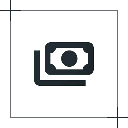 Icon of a dollar bill with a circular emblem in the center.