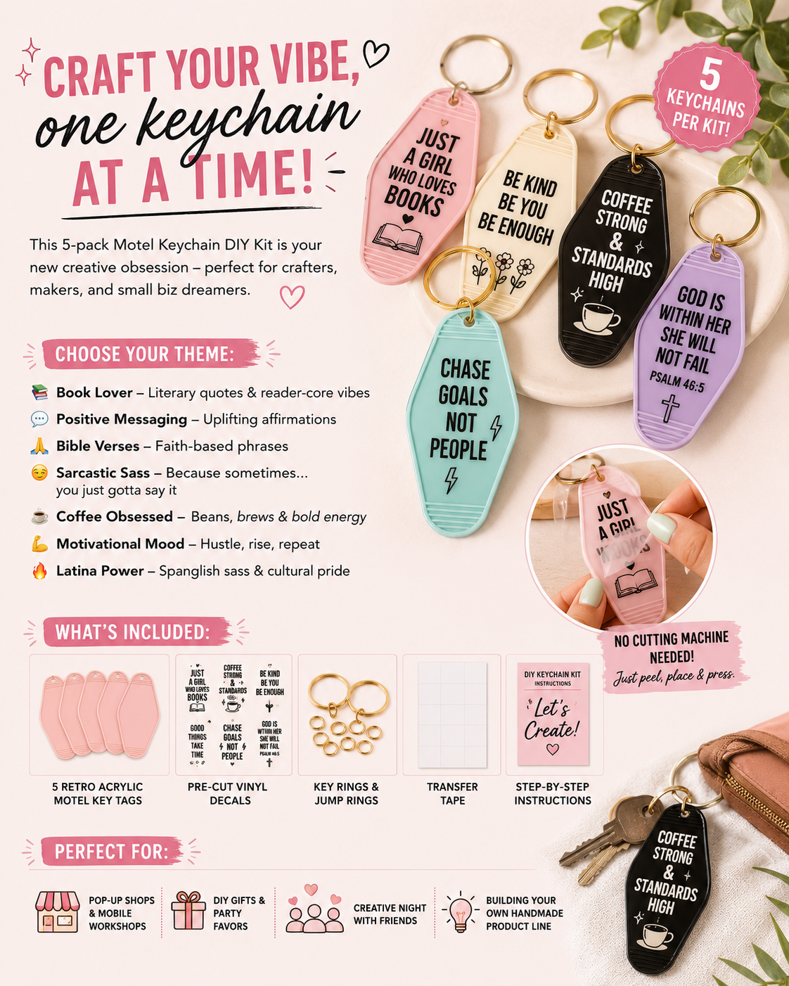Motel Keychain Kit – 5-Pack | DIY