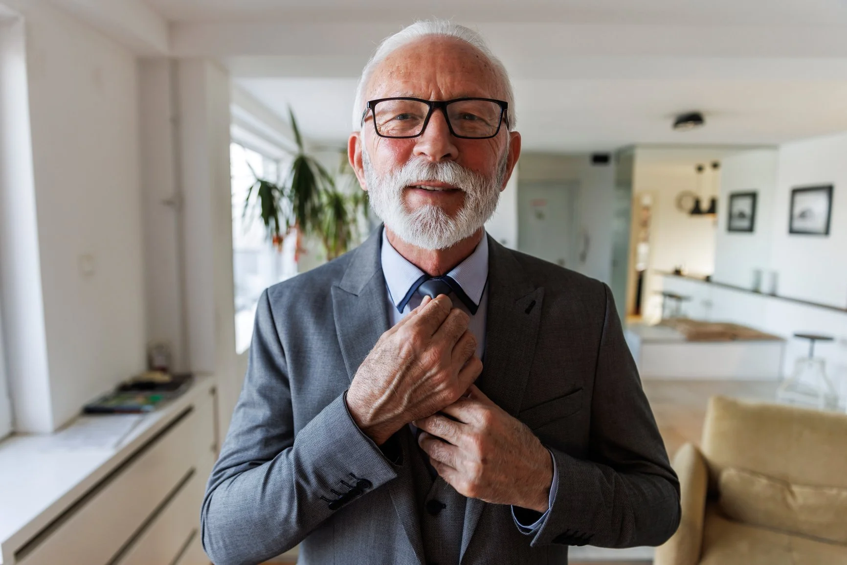 A Feldenkrais client enjoying a moment of appreciating his self image after a session. 