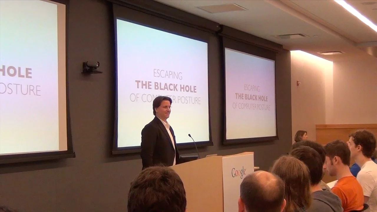 Andrew Gibbons teaching a TechTalk at the Google NYC offices on Computer Posture