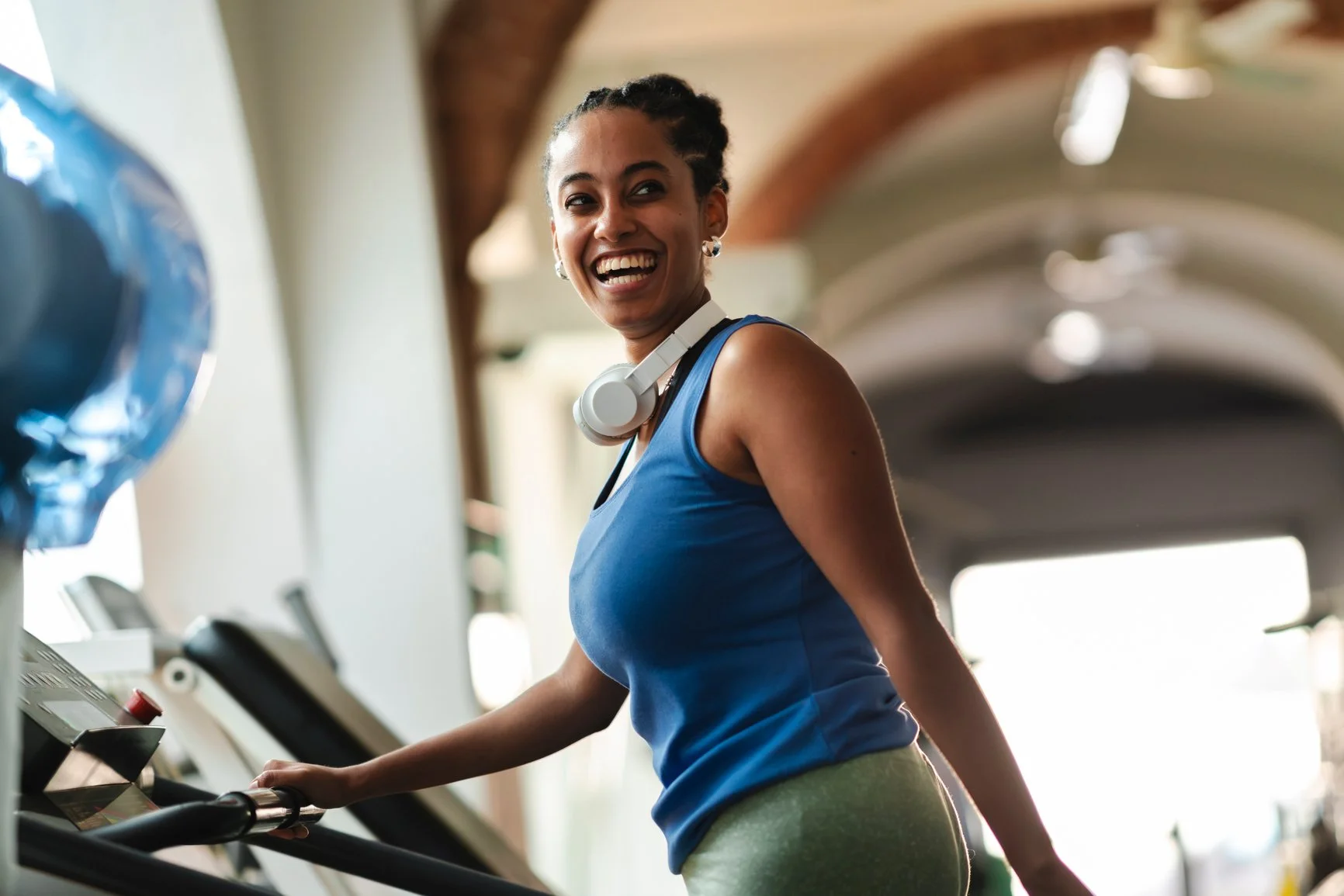 A Feldenkrais client bringing joy into her fitness routine. 