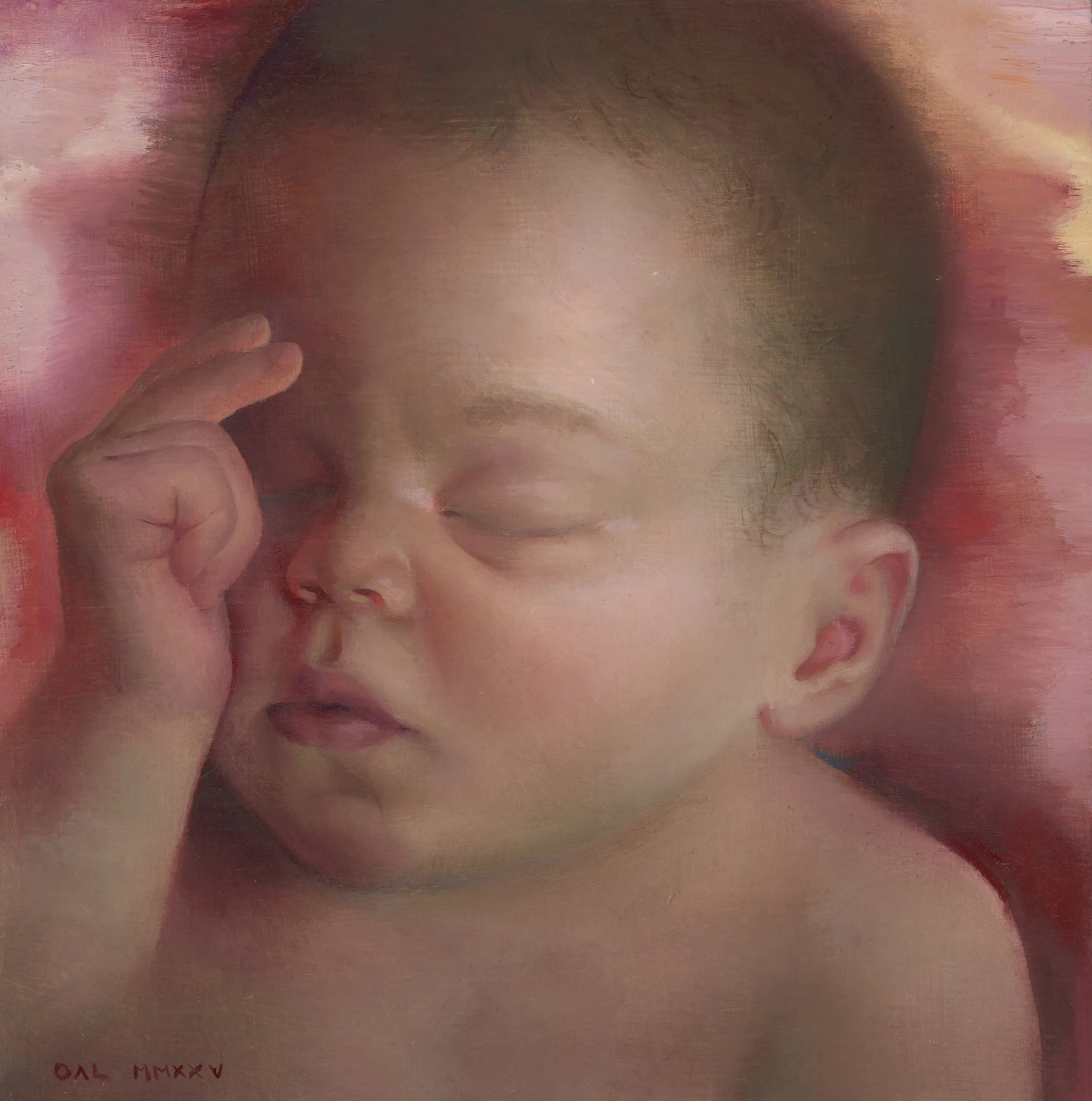Christ in Utero I, oil on wood