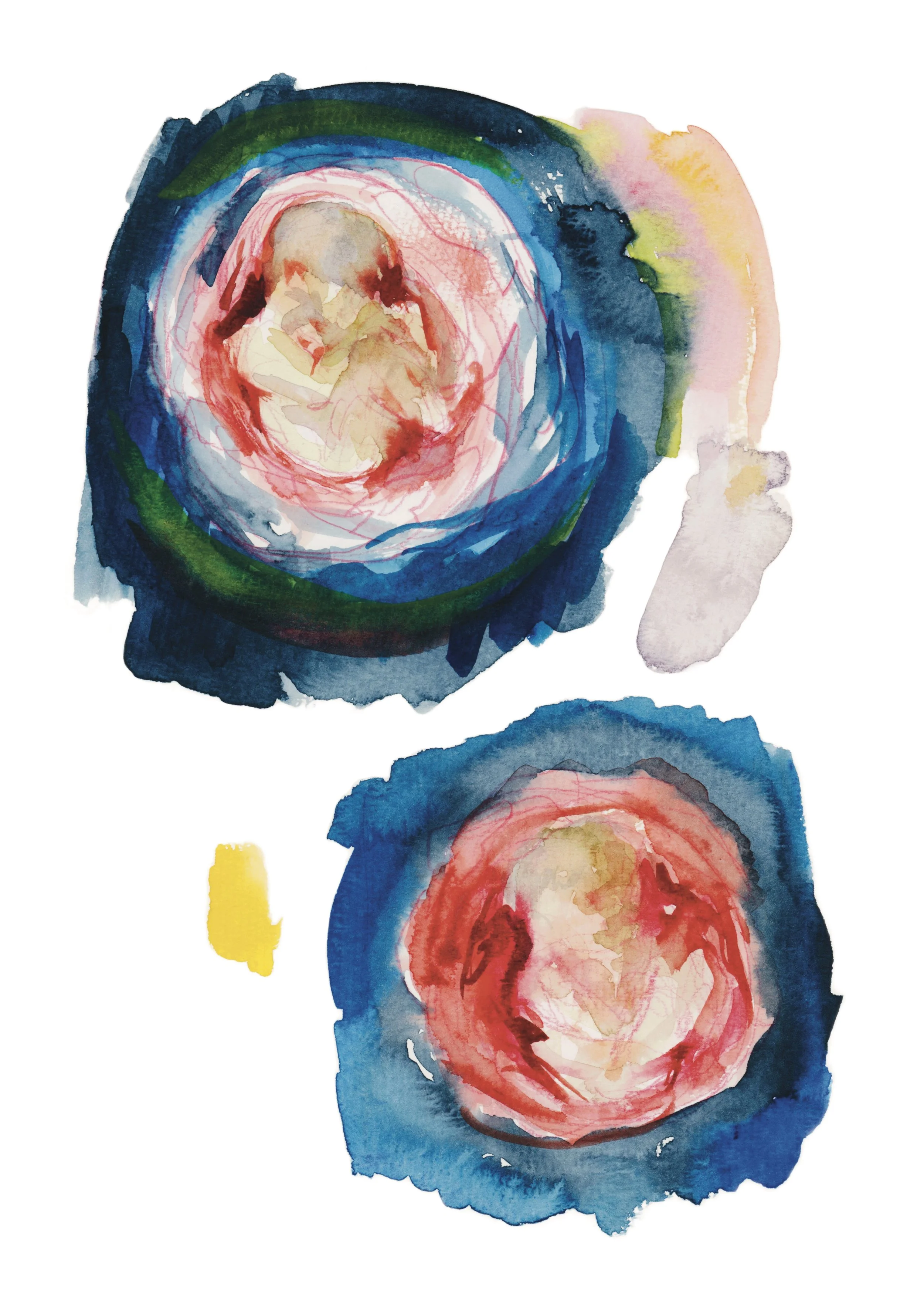 Christ in Utero, watercolour on paper