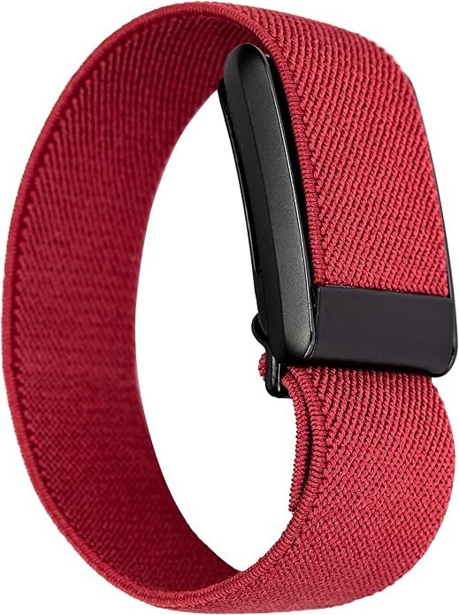 UID-authenticated wearable device: red fabric band with black metal clasp, designed to showcase verified fan identity and smart product authentication in real-world usage.