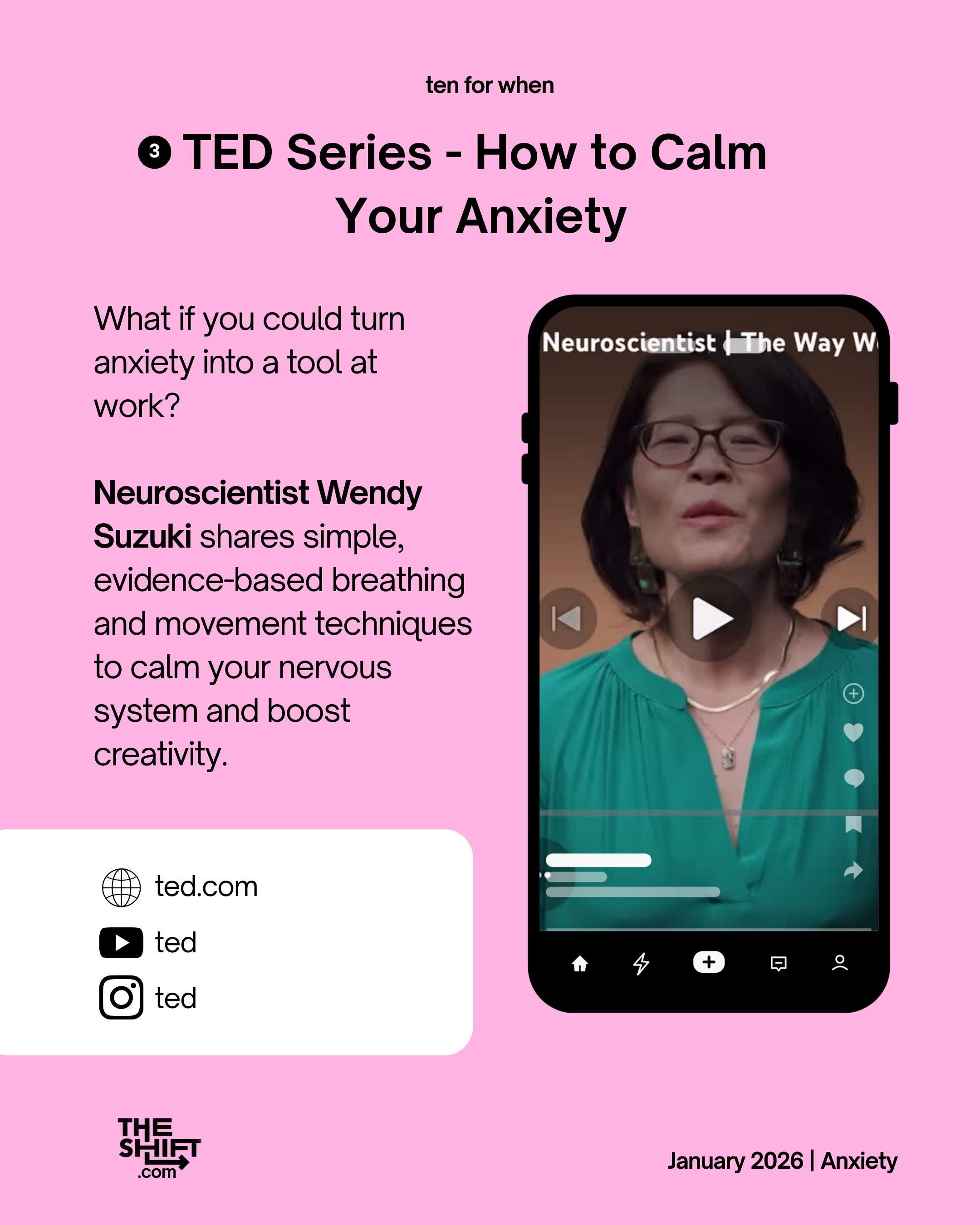 Neuroscientist Wendy Suzuki shares how anxiety doesn’t have to hold you back at work. Through simple, science-backed tools like breathing and movement, she explains how to calm your nervous system and boost creativity and focus. It’s a reminder that 