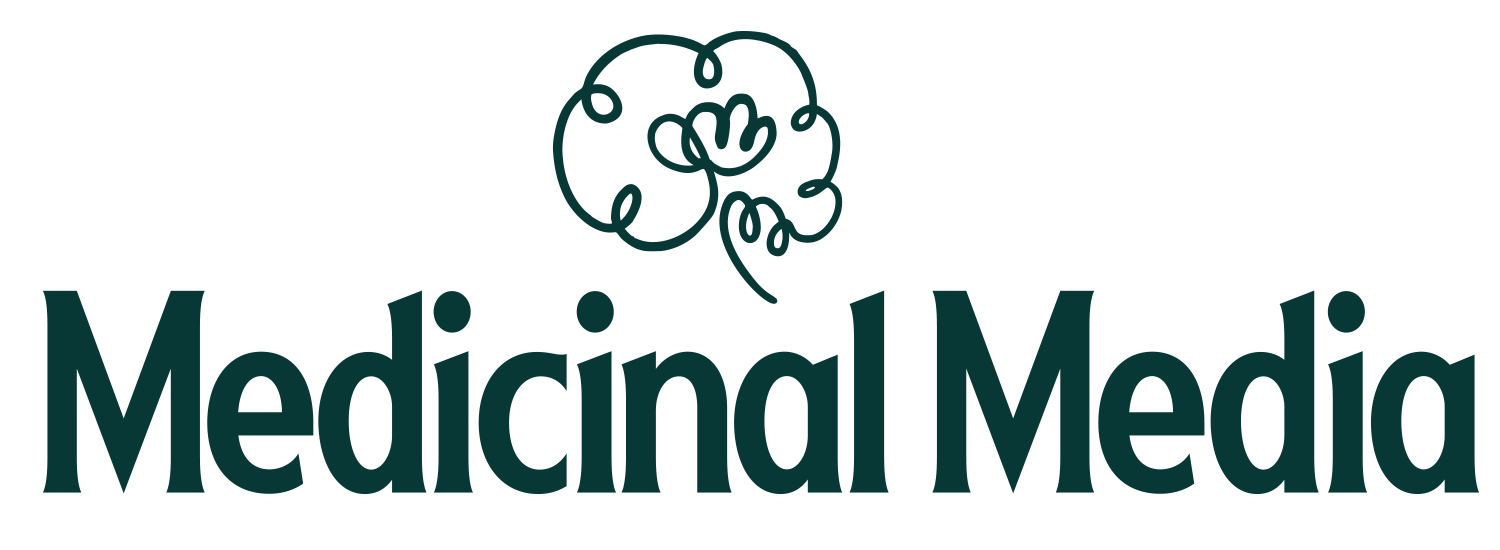 Medicinal Media Logo w squiggle dark green_Large Space Stacked.png