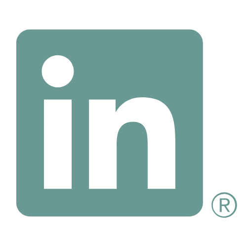 LinkedIn logo with black lowercase 'in' on a teal square background.