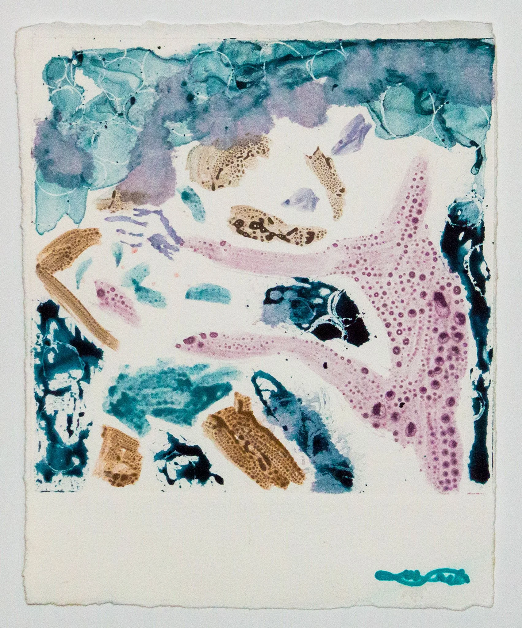 Kurash: Gable Grip I -Watercolor Monotype on Paper 2020, 5"x4.5"