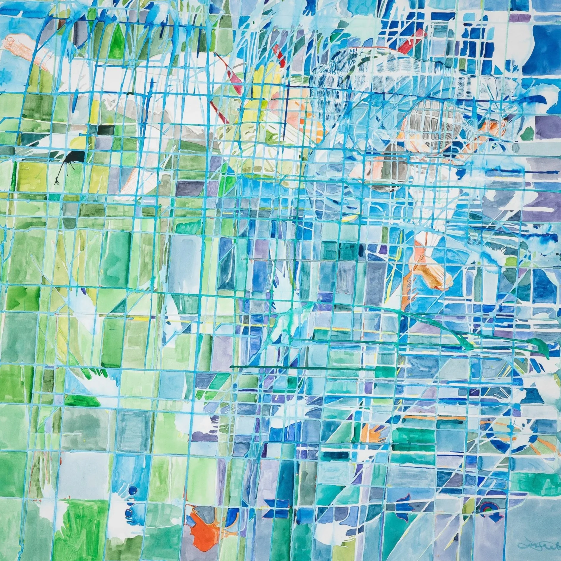 Kurash: Inversion- 2026, watercolor on paper, 40"x40"