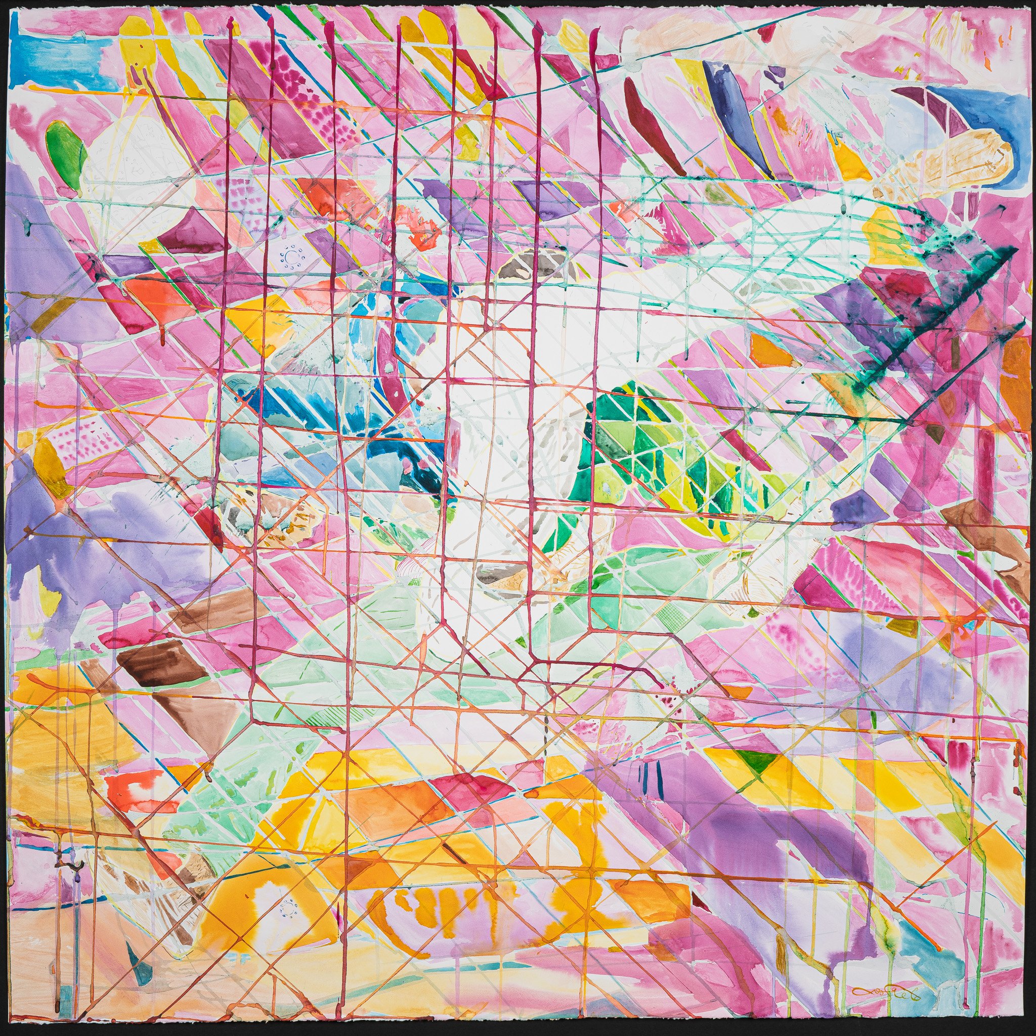 Kurash: Rotation- 2026, watercolor on paper, 40"x40"