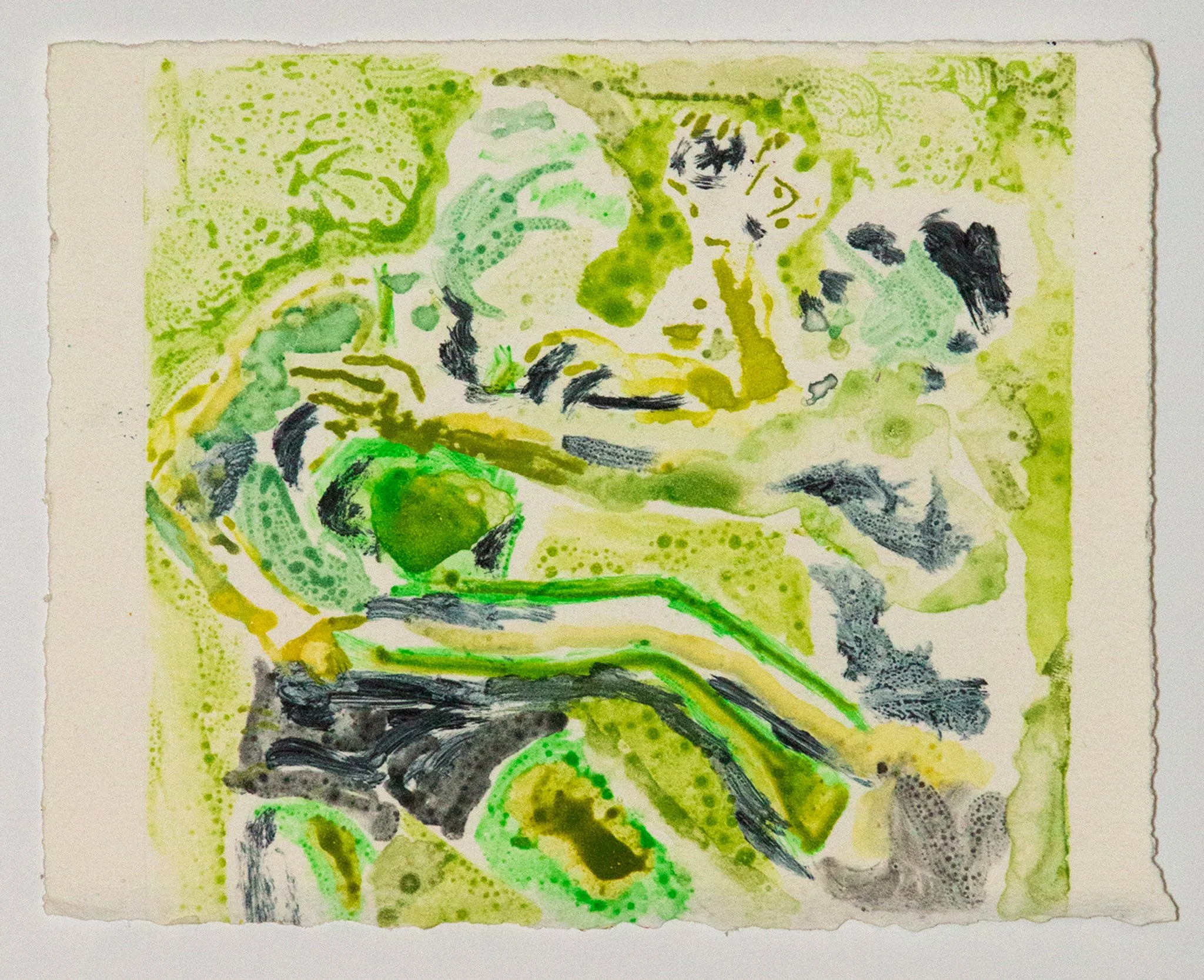 Kurash: Gable Grip I -Watercolor Monotype on Paper 2020, 4.5"x5"