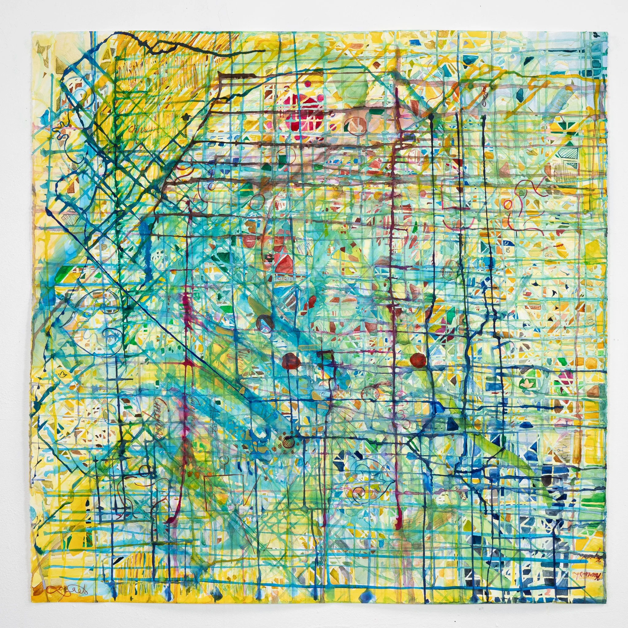 Kurash: Poem -2026, watercolor on paper, 40" x 40"