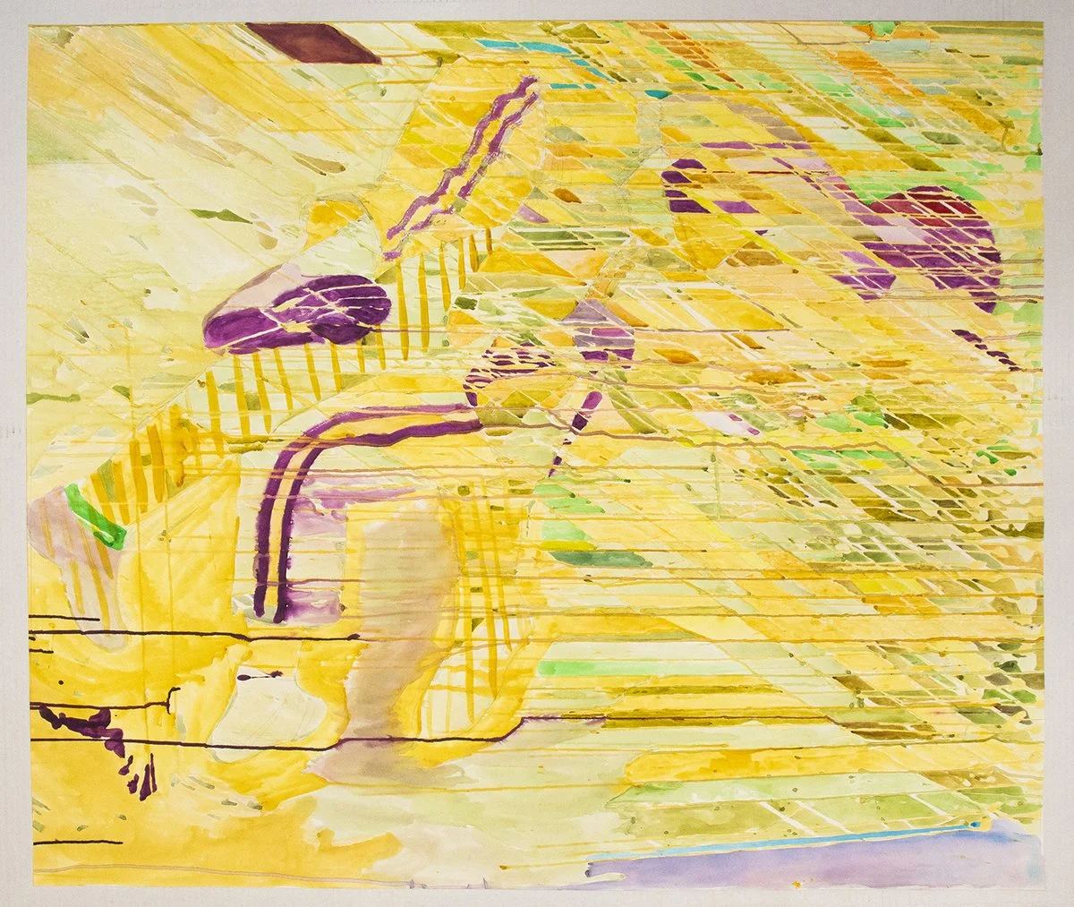Kurash: Yellow, 2022, Watercolor on Paper 50"x60"
