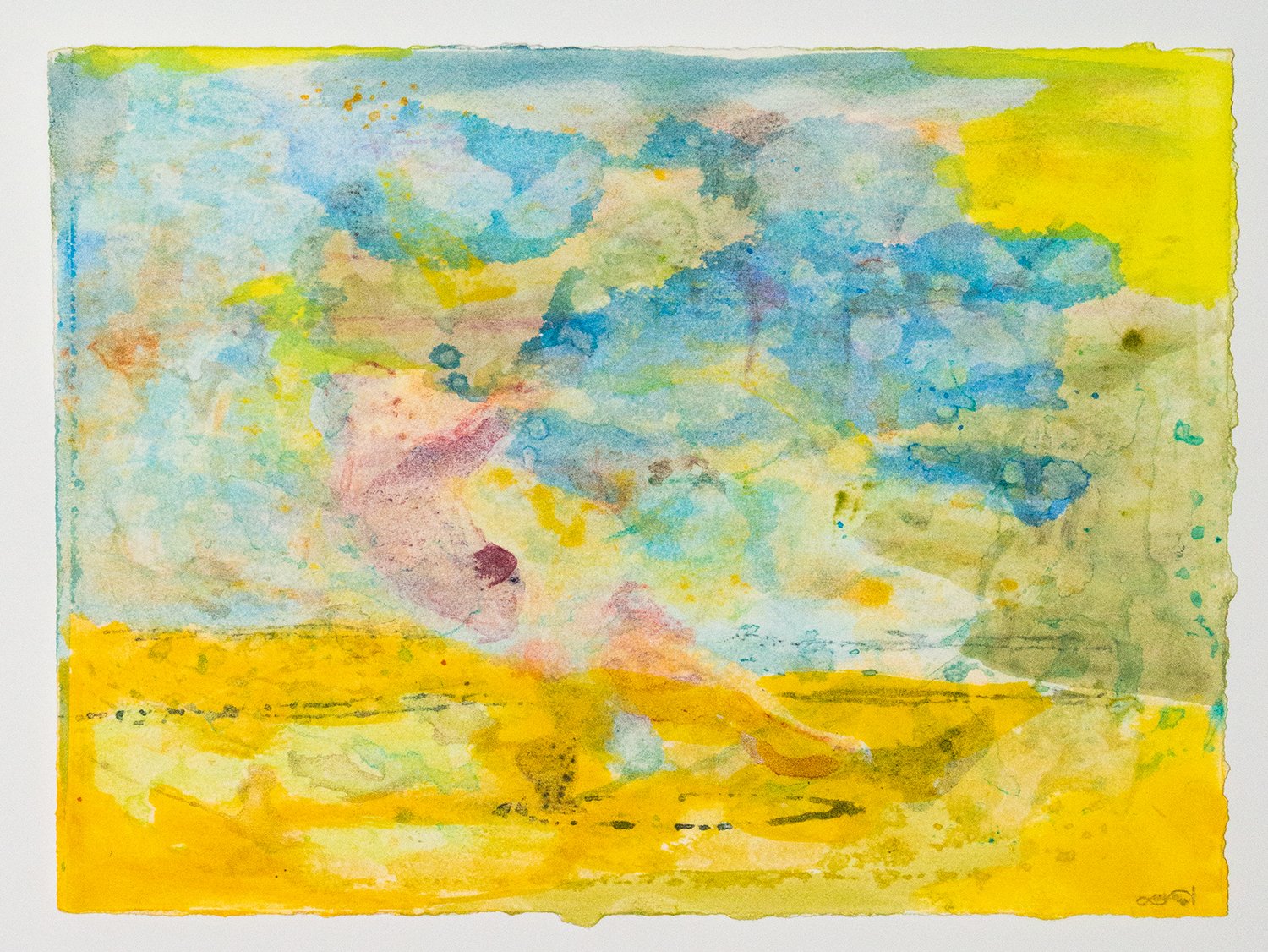 Kurash: Lift V- Watercolor Monotype on Paper 2020,  9”x12”
