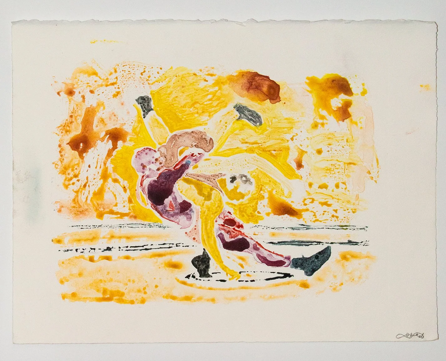 Kurash: Lift II- Watercolor Monotype on Paper 2020,  9”x12”

