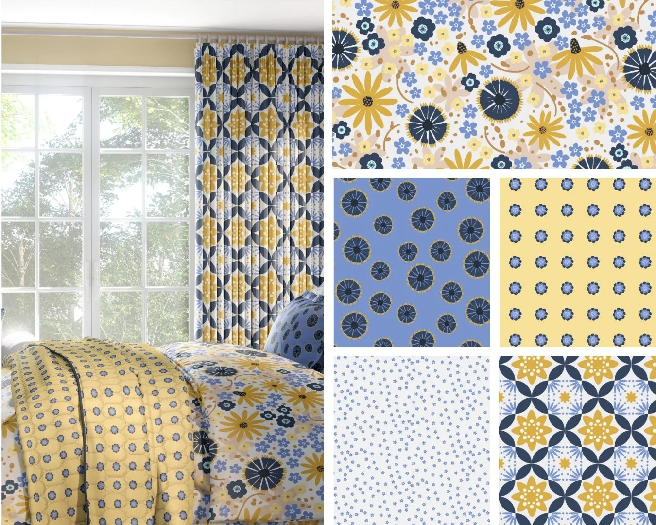 DESERT GARDEN | Inspired by desert blooms and Mexican tile motifs, this Desert Garden collection is sunny and bright. Perfect for wallpaper, bedding and home decor who seek the happiness of bold palettes.