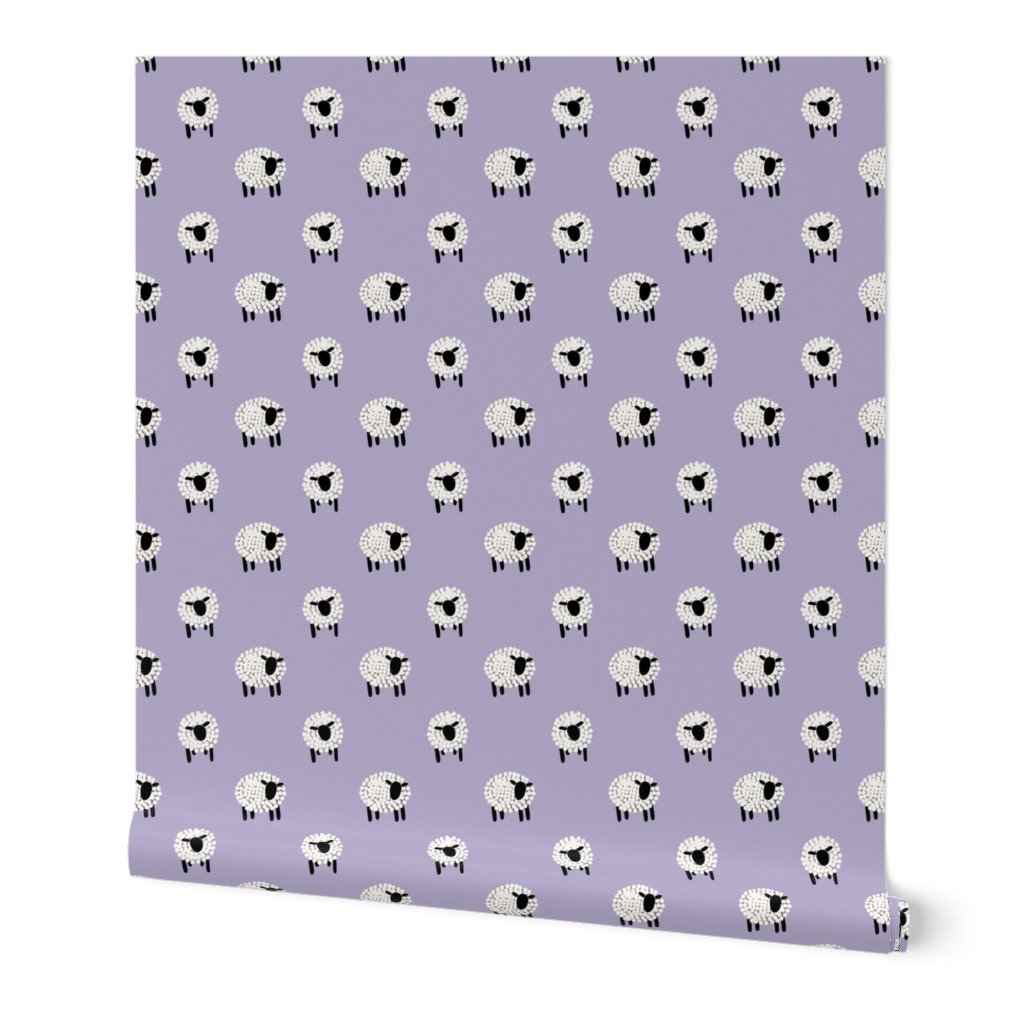 adorable sheep on wallpaper in lovely colors - ready for counting