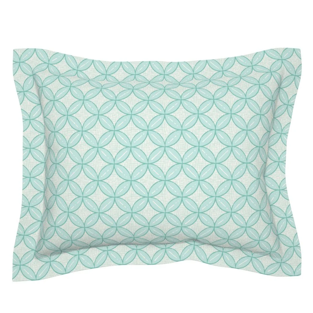 Inspired by cowrie shells and tropical blooms for this tropical tile repeat—perfect for beachy textiles, wallpaper, or resort-ready decor.