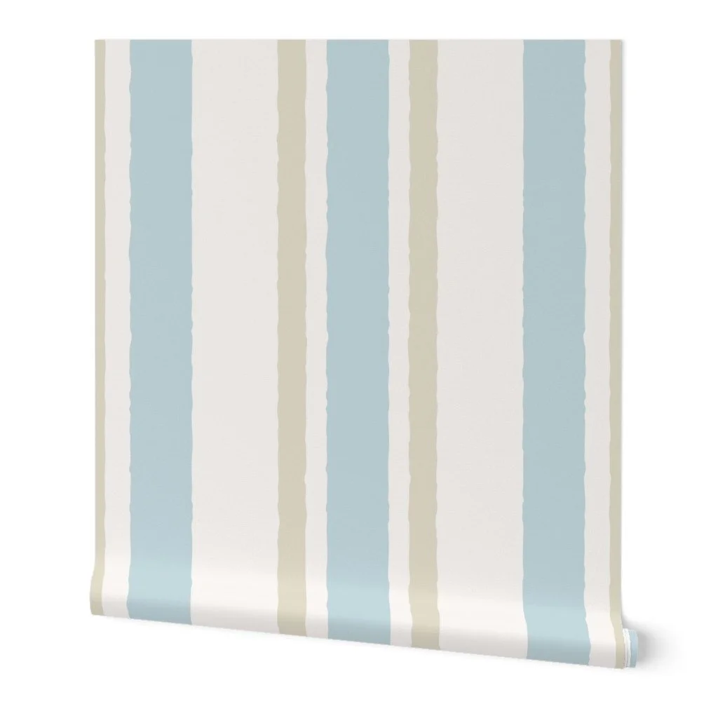 The seaside stripe evokes a tranquil, tropical charm, reminiscent of sunlit beaches and breezy coastal scenes.