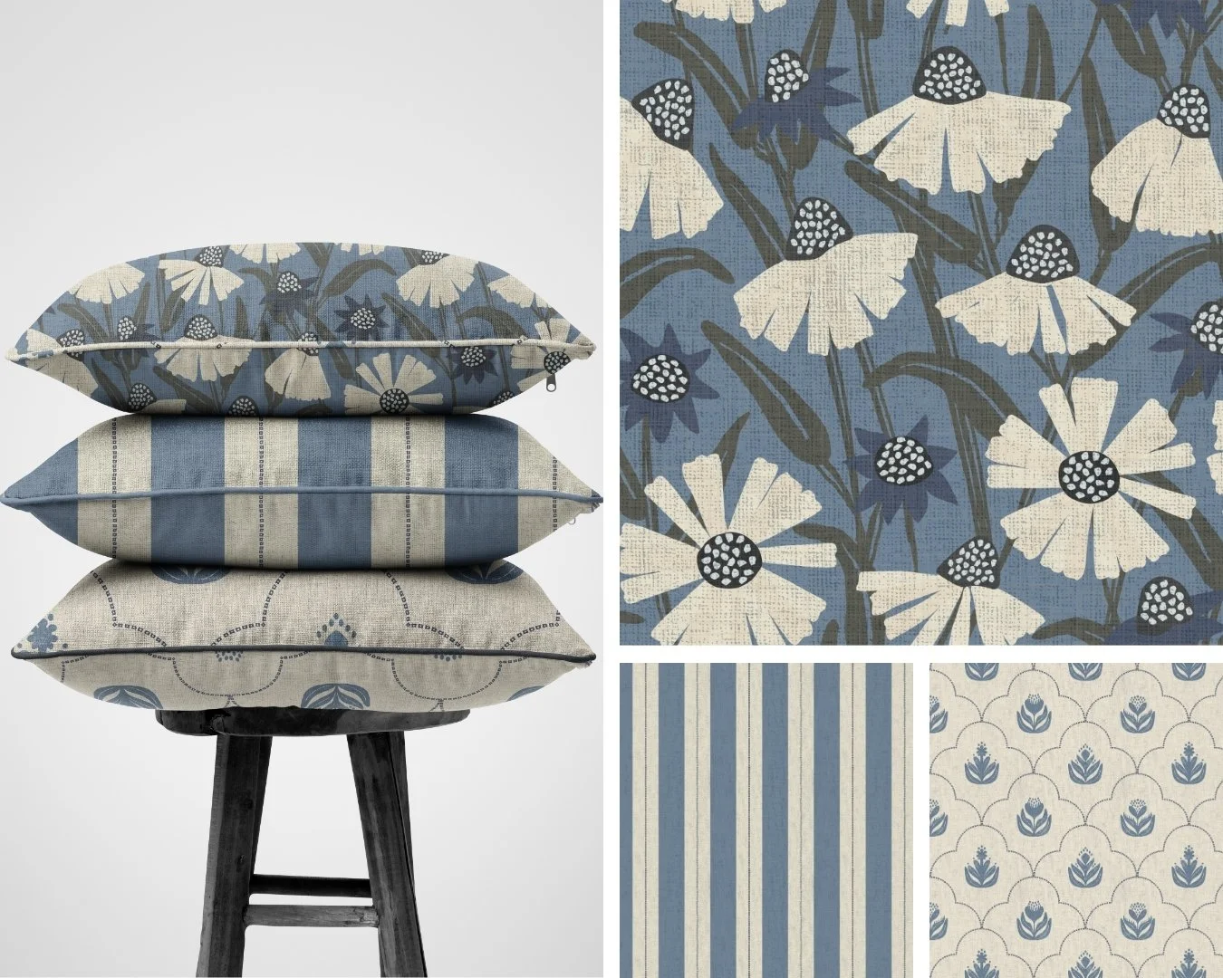 WILDFLOWER HEARTH celebrates hand-drawn meadow botanicals paired with timeless coordinates inspired by vintage linens and artisan block prints.