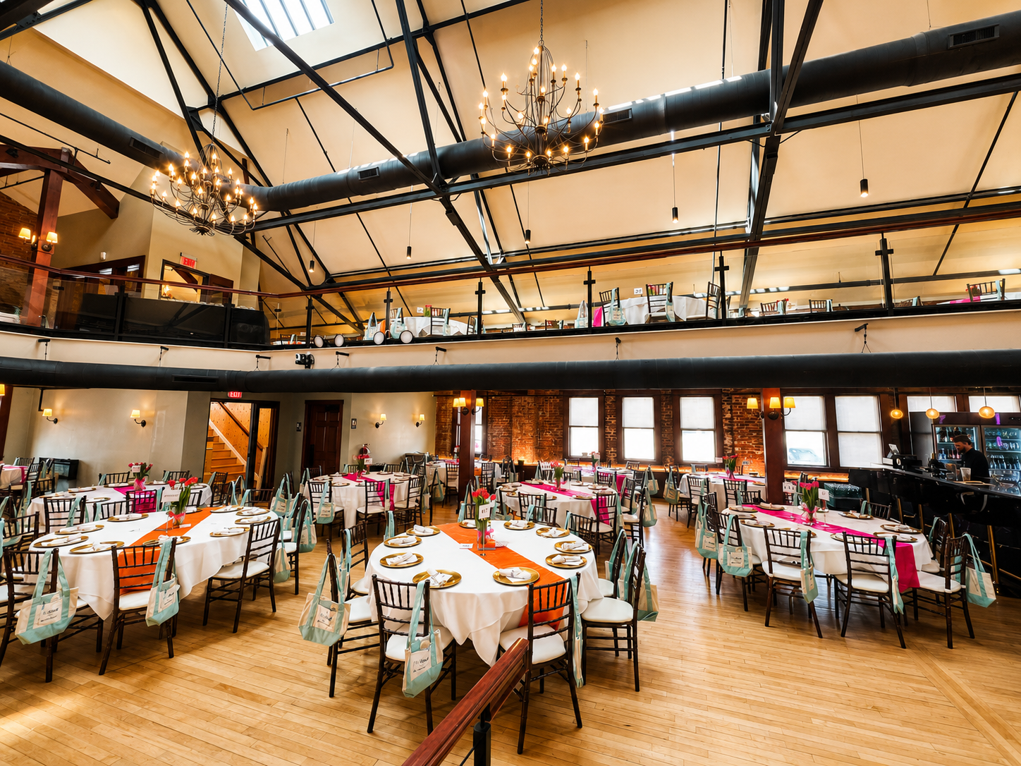 Banquet facility with tables set