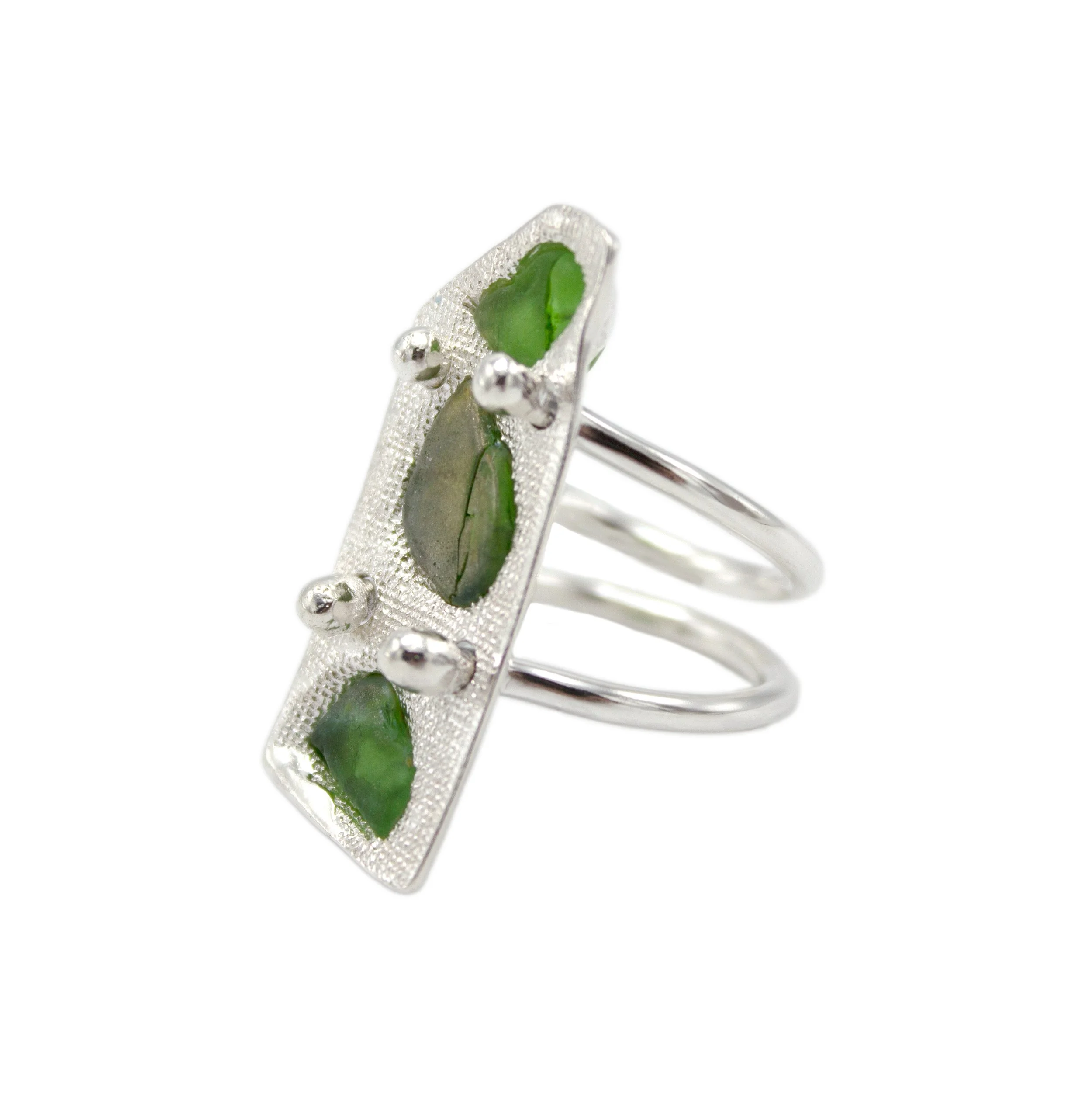 Double Band Sea Glass Ring