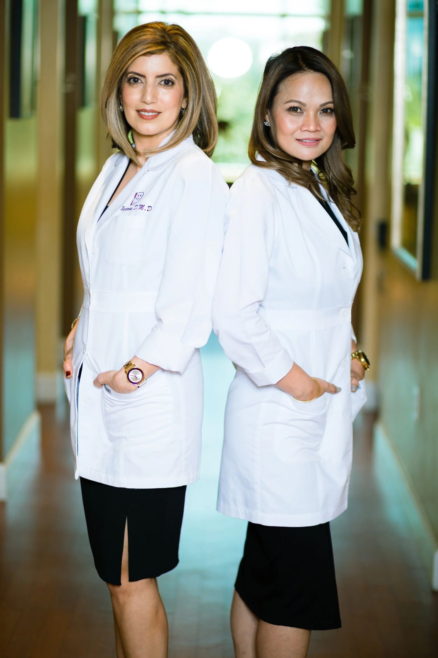 Dr. Sepideh Caviar and Dr. Mary Grace Samonte-Mora, family dentists in Irvine at Sand Canyon Dental