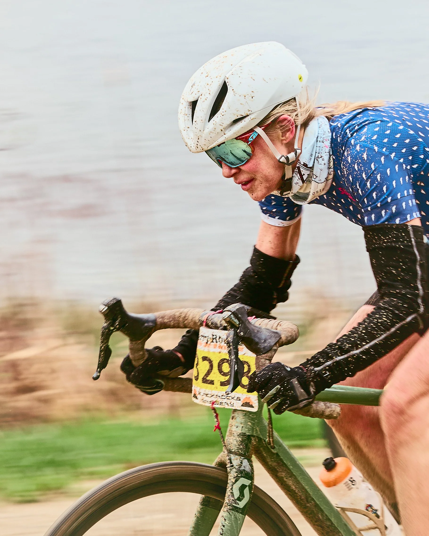 Cyclist panning shot Barry Roubaix 2026, Hastings Michigan, gravel cycling event photography