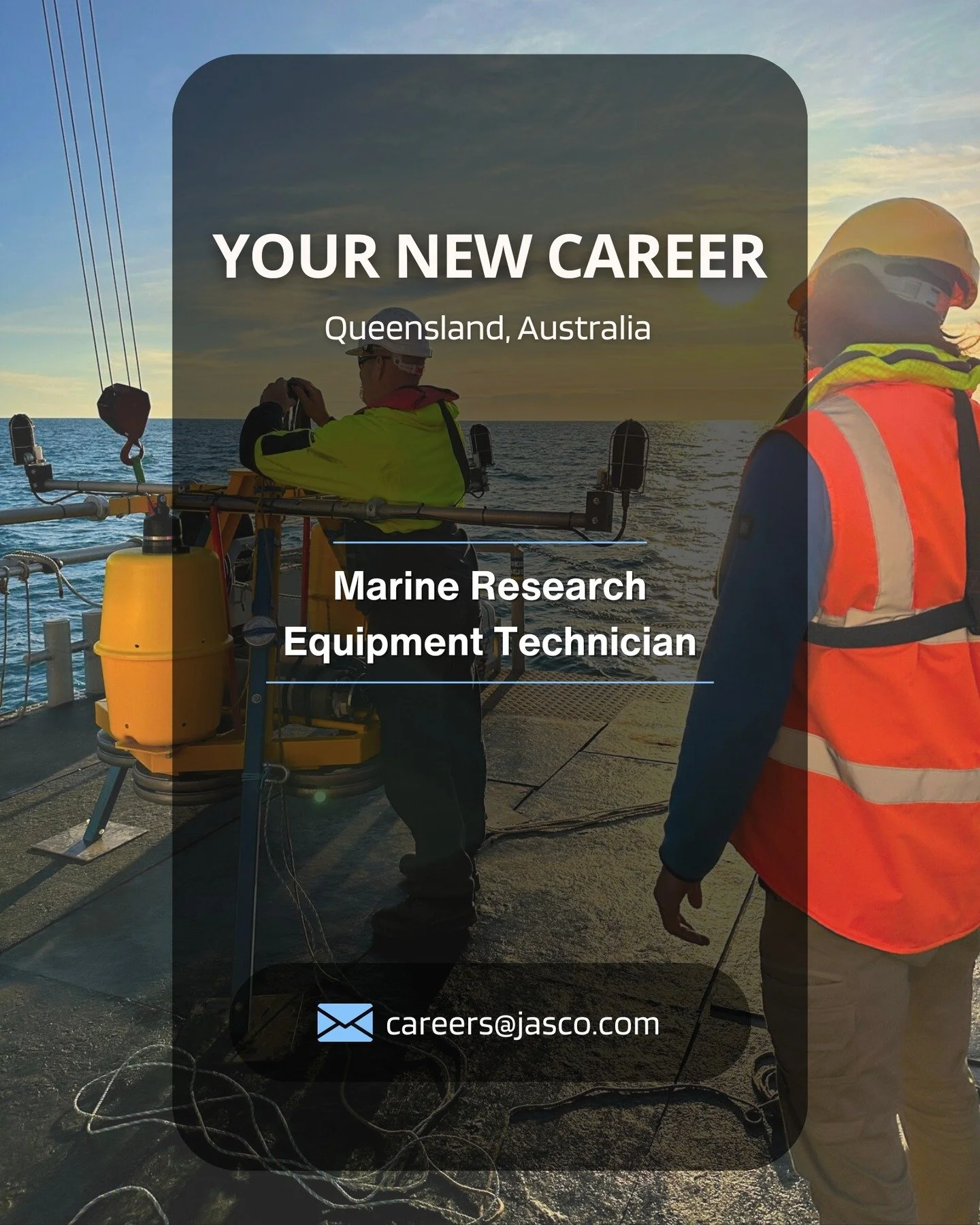 Your new career is calling! 📞
JASCO is searching for two passionate individuals to join our team in the Brisbane, Australia office. 

#HIRING 📢
🔹 Marine Research Equipment Technician 

The successful candidates will work closely with the JASCO pro