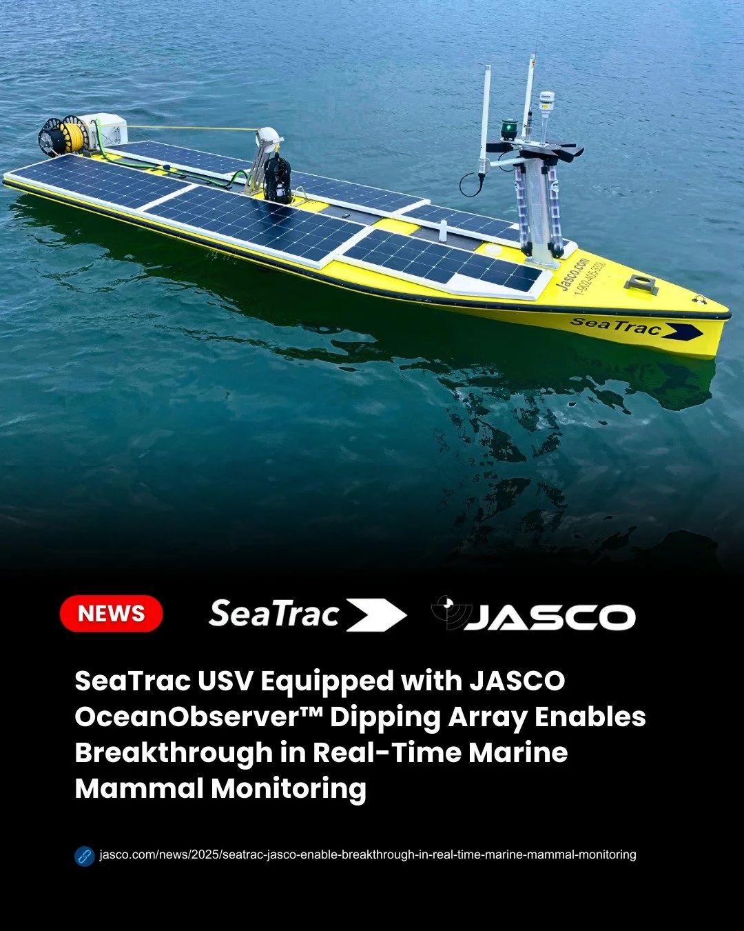 #NEWS 📢 SeaTrac USV Equipped with JASCO OceanObserver&trade; Dipping Array Enables Breakthrough in Real-Time Marine Mammal Monitoring

"A landmark project supported by the Innovative Solutions Canada (ISC) &ldquo;Real-Time Marine Mammal Monitor