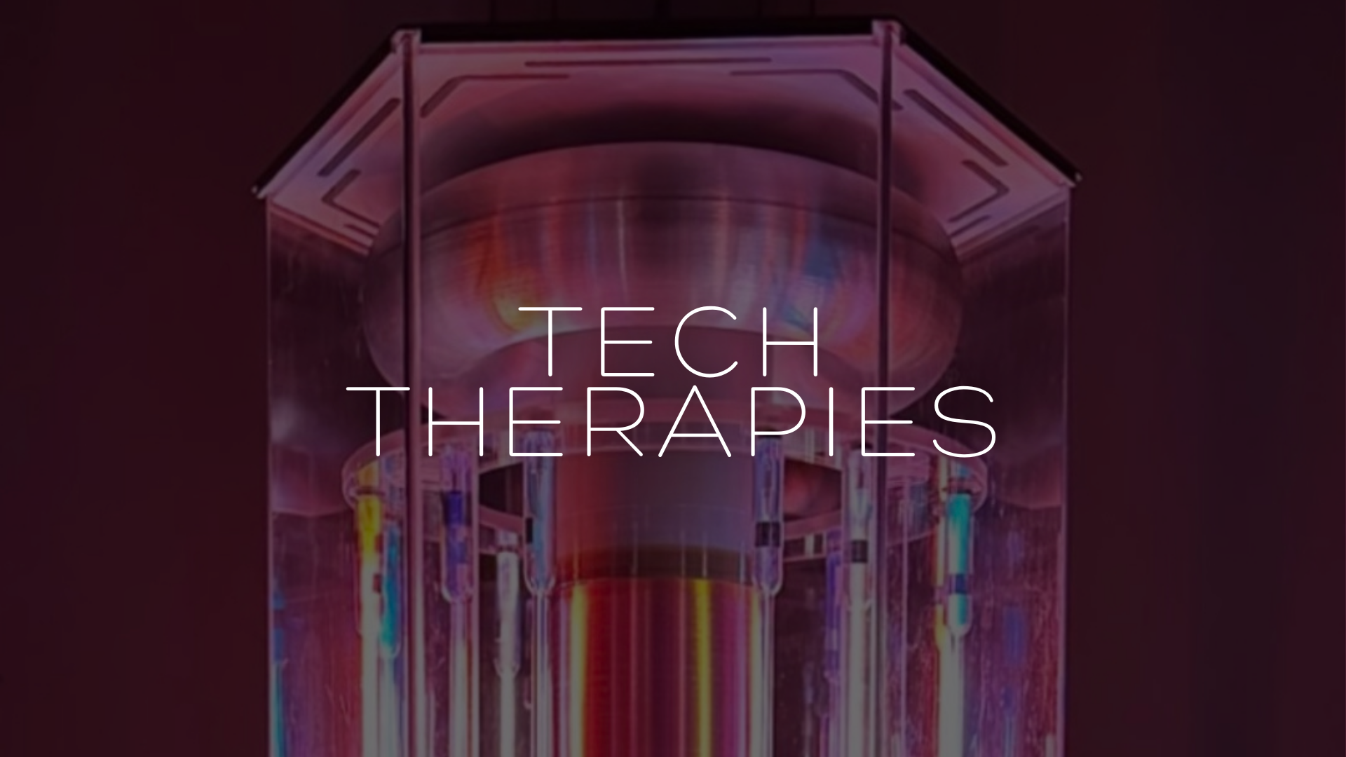 BioCharger wellness technology device glowing with red light inside Inner Space in Des Moines, offering energy therapy and advanced tech therapies for recovery and nervous system support.