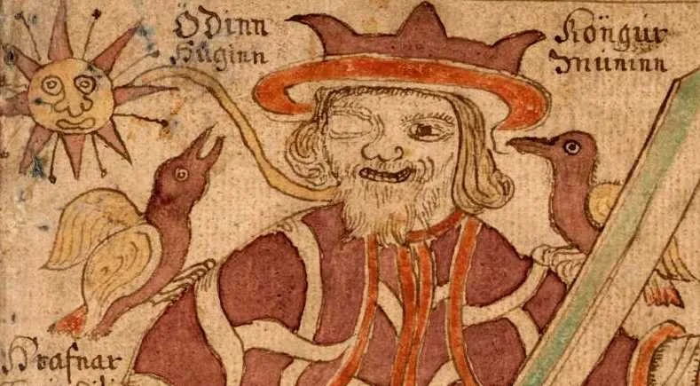 How the one-eyed Odin is depicted in historic illustrations 