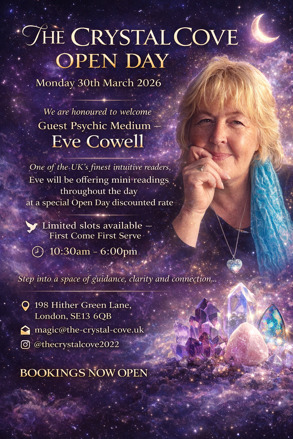 The Crystal Cove Opening Day | Psychic Readings with “Eve”  The Crystal Cove Opening Day | Psychic Readings with Eve Cowell