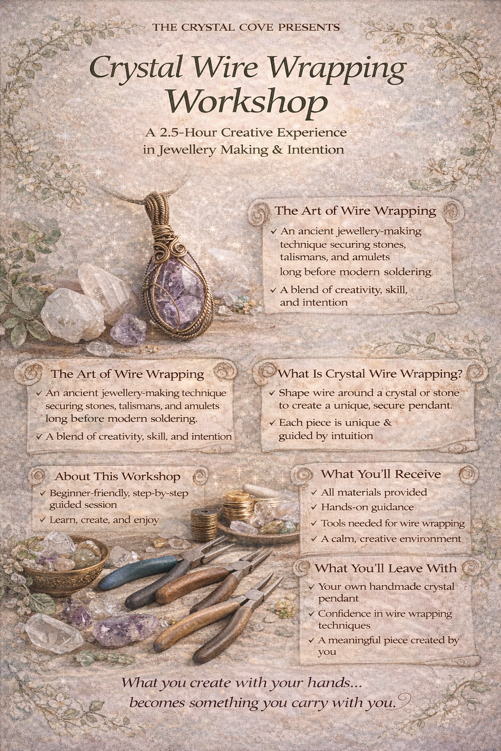 Wire Wrap Your Own Crystal Pendant Workshop