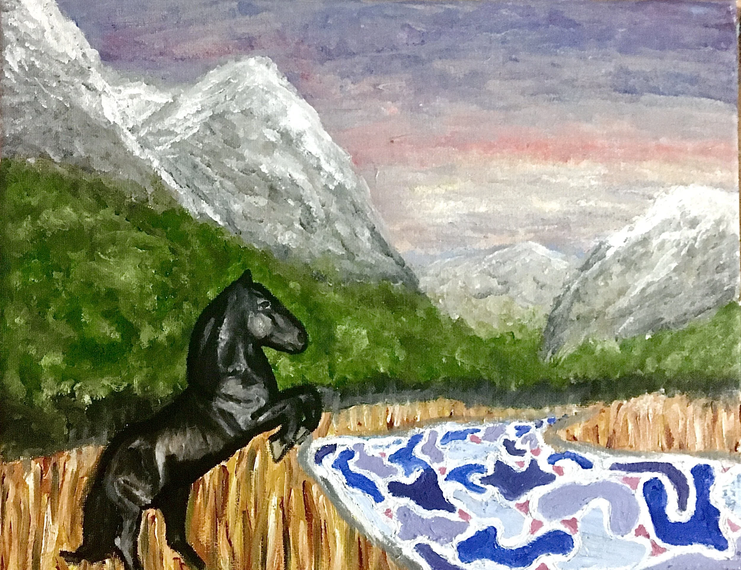"Watering Hole" - 12X18in - Oil on Canvas - SOLD