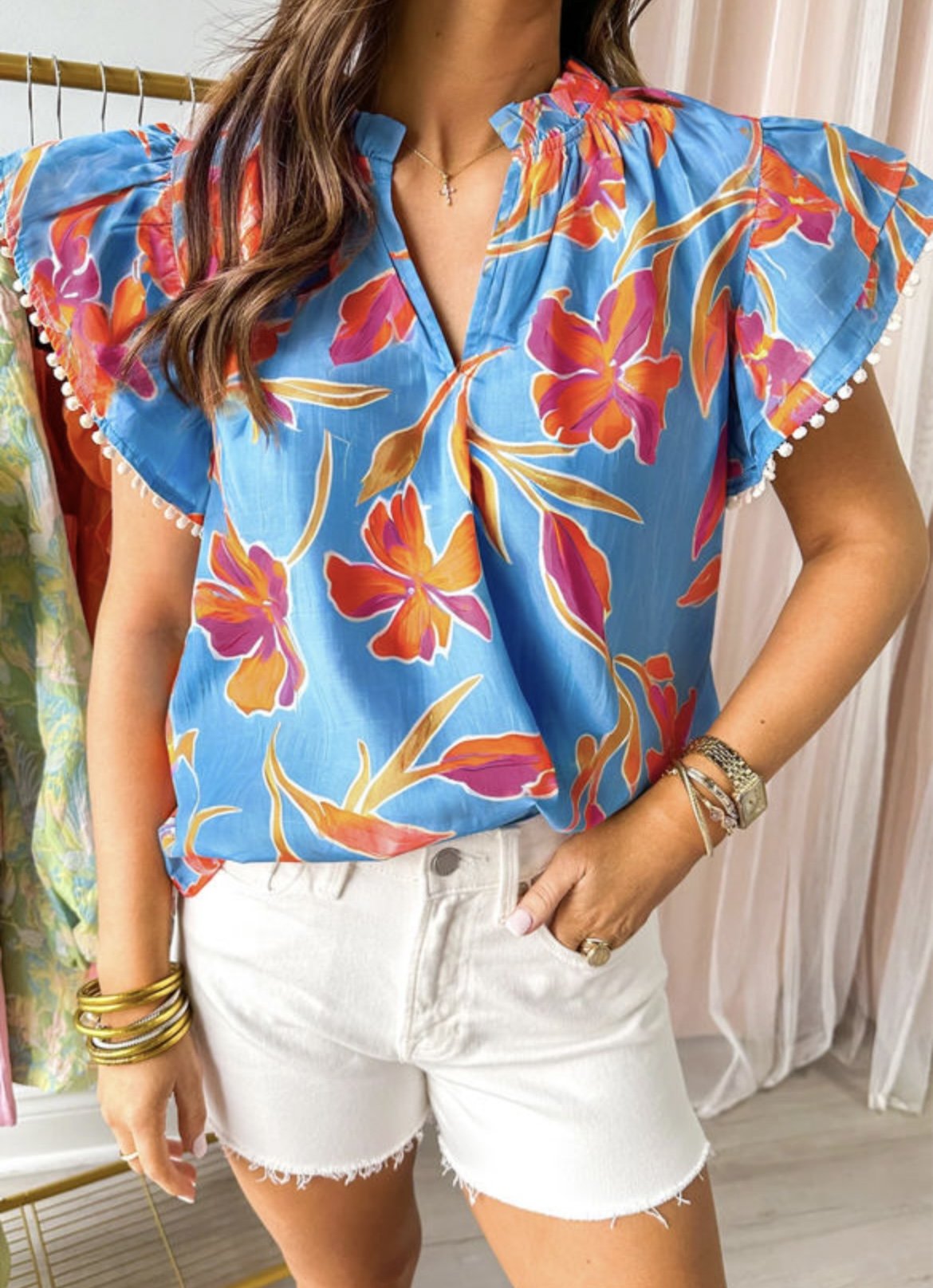 Blue Floral Blouse