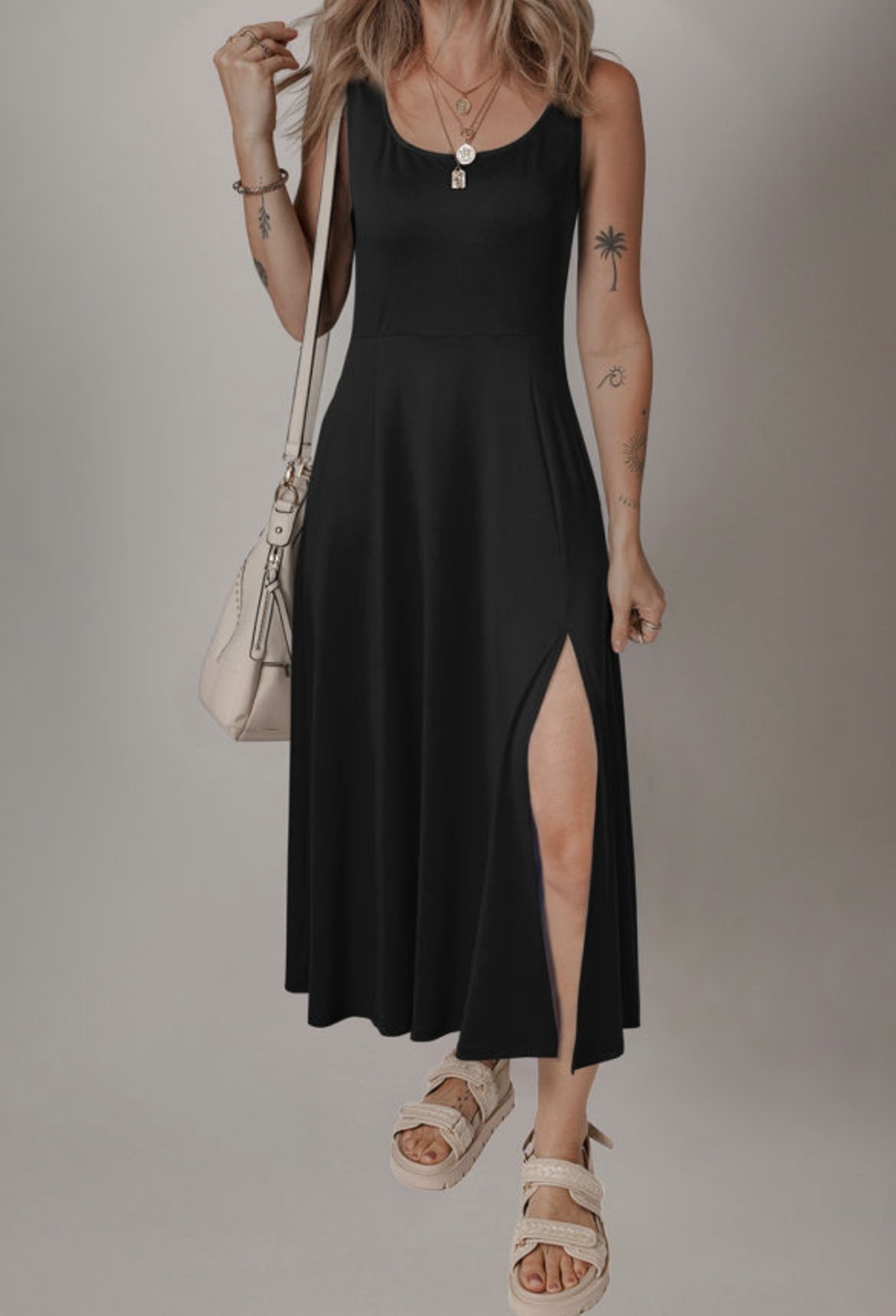black maxi dress
