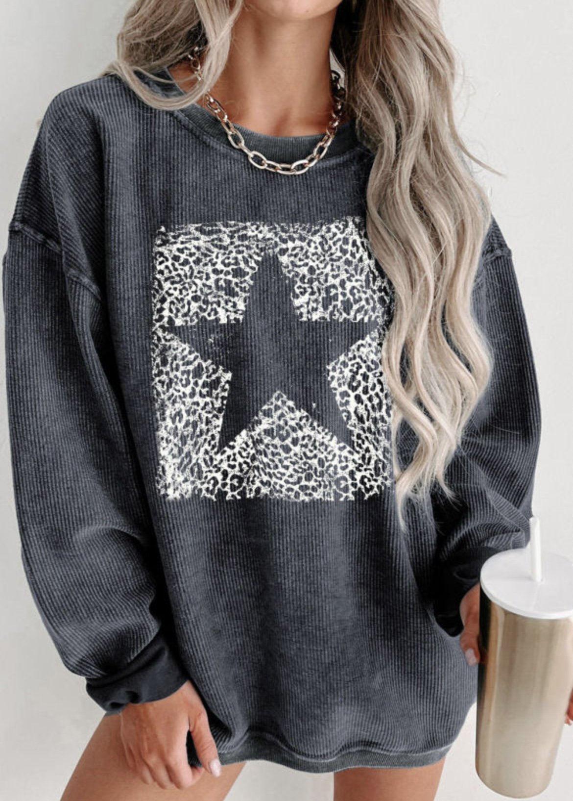 star leopard print sweatshirt