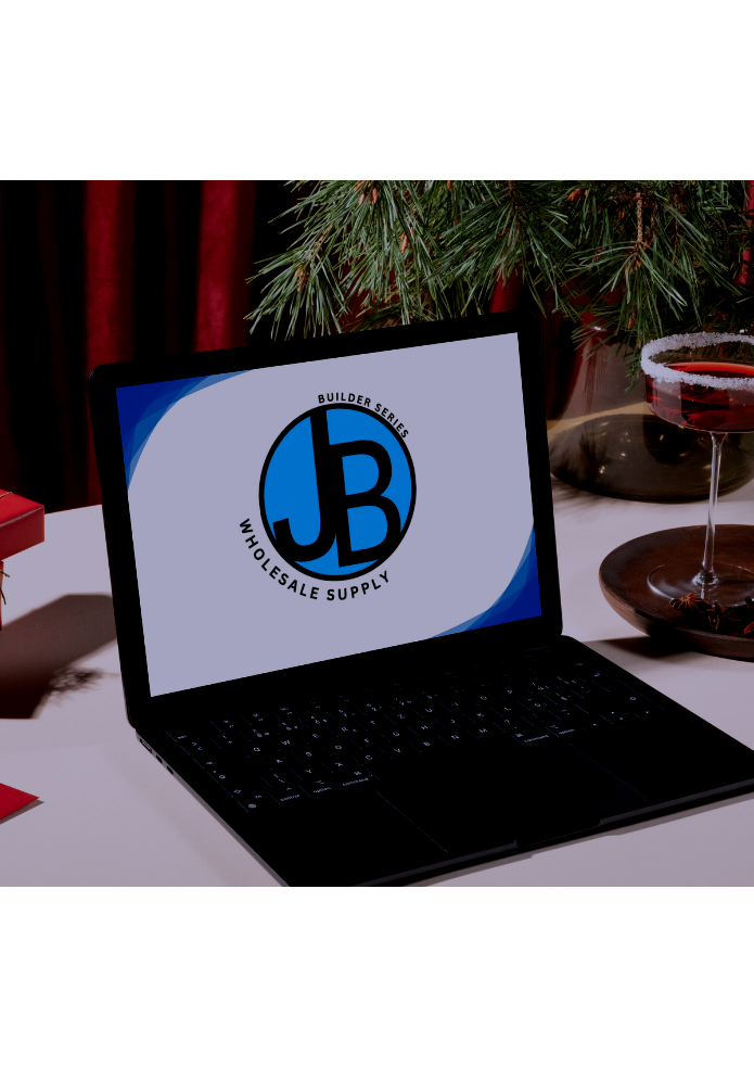 Laptop displaying a logo for Wholesale Supply Builder Series JB