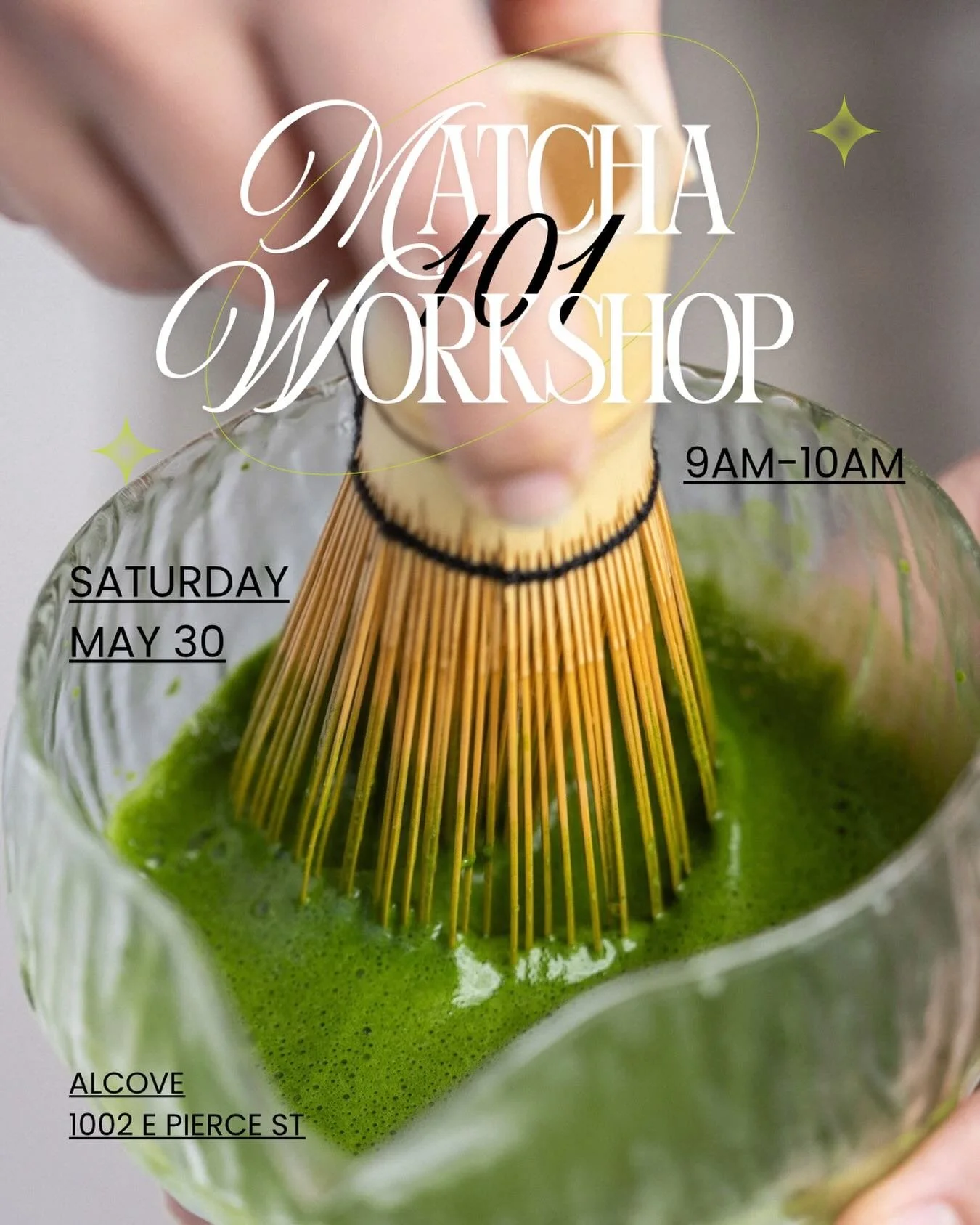 May 30, 9-10am I am holding another matcha 101 workshop! Link in bio ✨

Learn the history of matcha and how to make your own at home with Sasha, owner of Studio 8 and 888 Matcha. The class will cover how to test the quality of your matcha, how to use