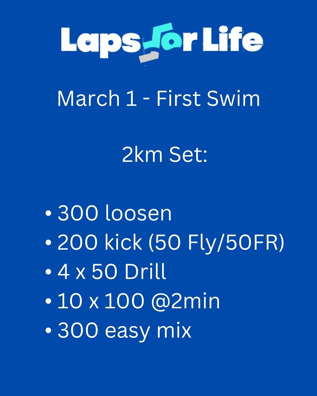 Nick @swimtodiscover is doing @lapsforlife.aus this March. If you can support with a donation the link is on the profile. 
Every set swum will be posted here for anyone looking of a little inspiration. We will even get some of the drills up over the 
