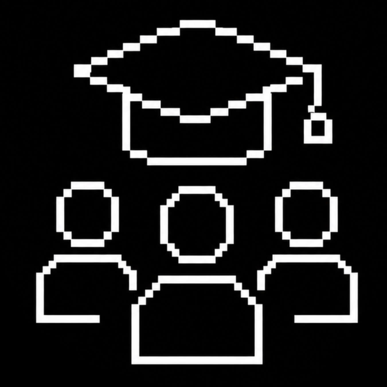 Geometric drawing of an outline square with sections divided by vertical, horizontal, and diagonal lines.