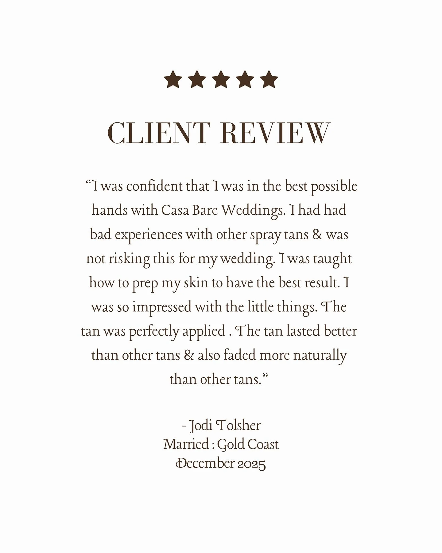 This is what it means to feel truly taken care of

When a bride chooses Casa Bare Weddings, it&rsquo;s never just about the tan. It&rsquo;s about trust, intention, and knowing every detail has been considered. From skin preparation to application to 