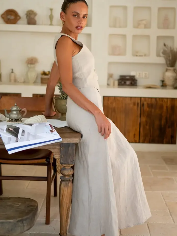 Island Luxe Marie Maxi Skirt in Natural